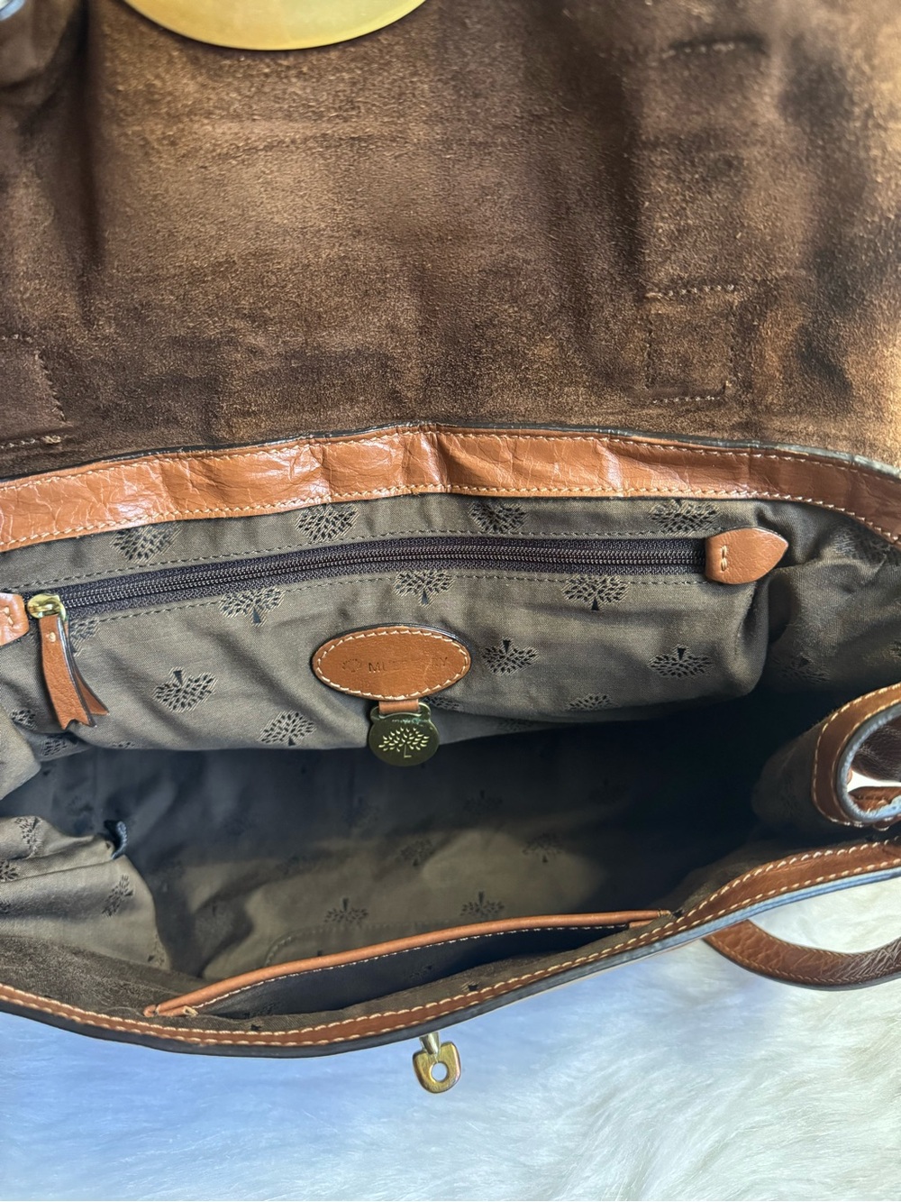 Brown Leather Satchel with Gold Hardware - Picture 11 of 16